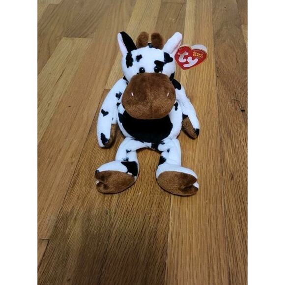 TY Beanie Baby βTipsyβ the Cow β Retired 2004 β With Tags β Cute Black & White - Picture 6 of 6